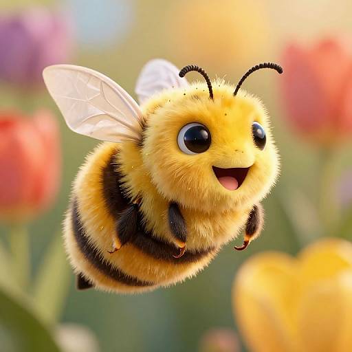 Cheerful Fuzzy Bee with Pollen
