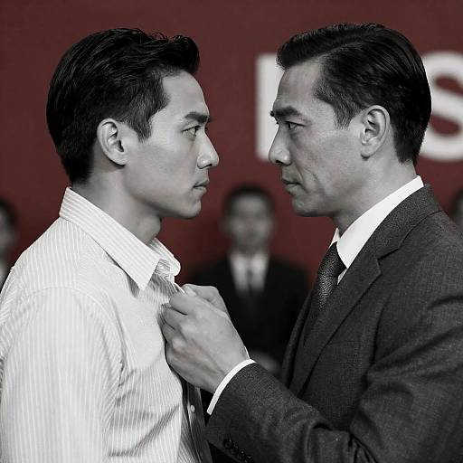 Intense Standoff: Black-and-White Portrait