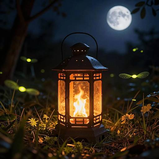 Firefly Lantern in Moonlit Garden