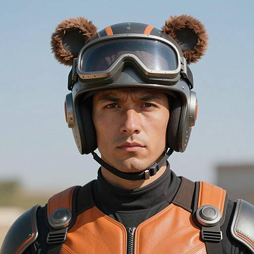 Futuristic Bear-Themed Costume Portrait