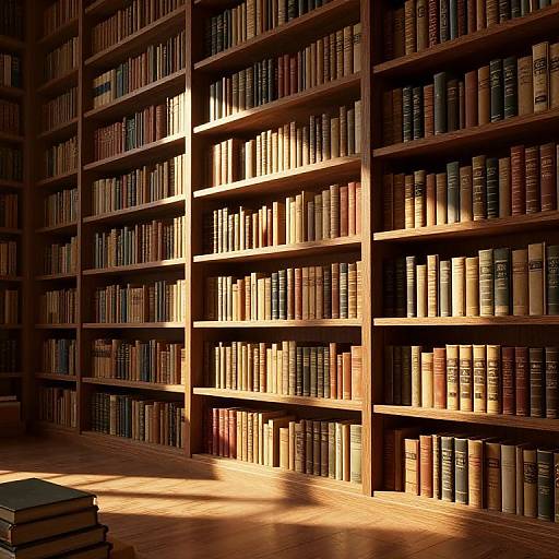 Golden-Hour 3D Library Ambiance