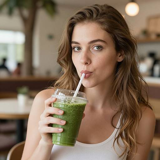 Woman Enjoying a Refreshing Smoothie