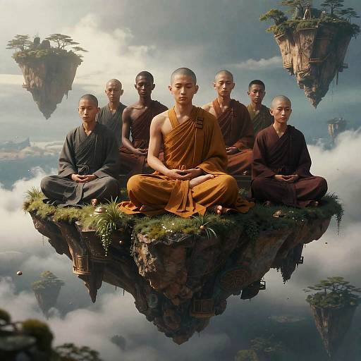 Celestial Monks on Floating Islands