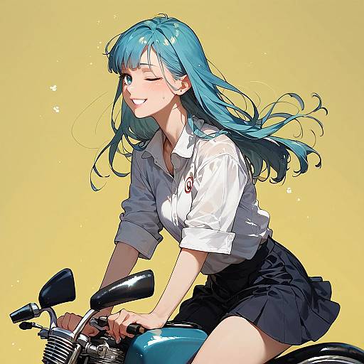 Bulma Riding Sci-Fi Motorcycle, Doll Aesthetic