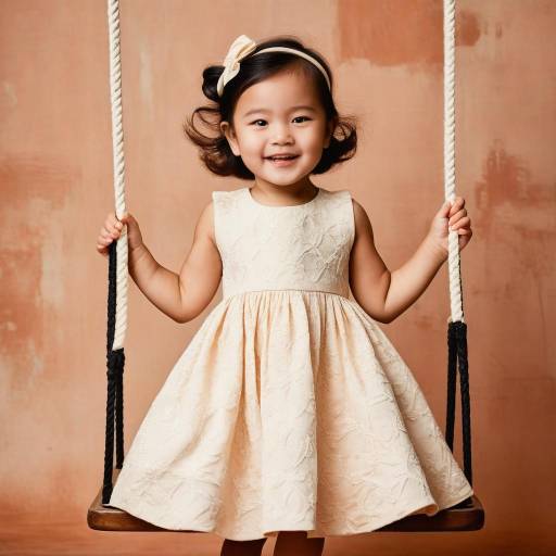 Smiling toddler girl on swing