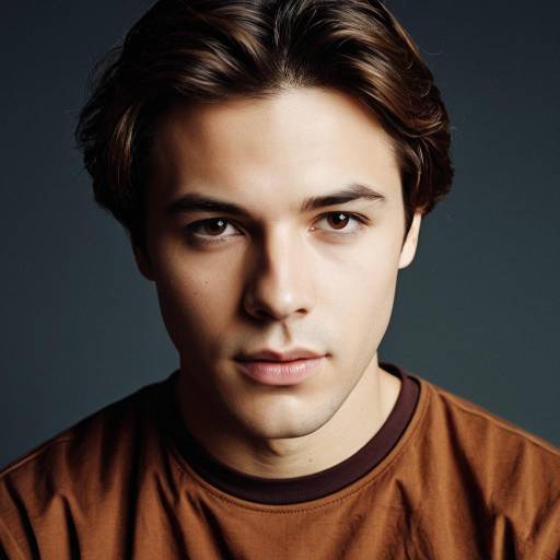 Young Man Portrait with Brown Hair and Shirt