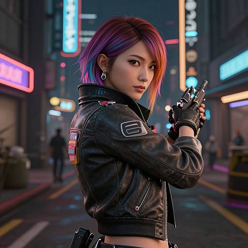 Cyberpunk Girl in Neon City