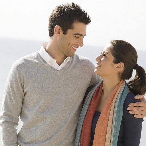 Smiling Couple Close Outdoor Portrait