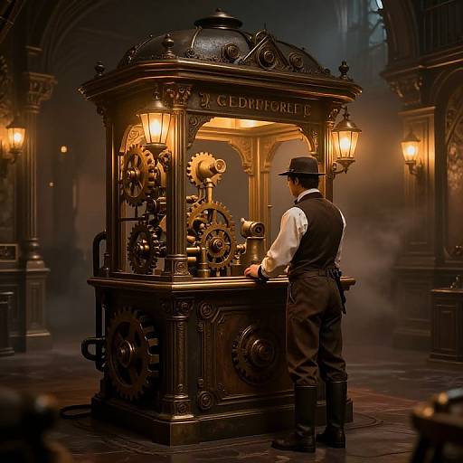 Steampunk Tollkeeper in Victorian Setting