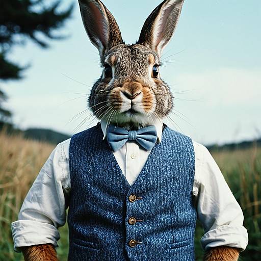 Dressed Rabbit in Blue Waistcoat