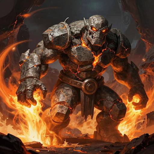 Volcanic Stone Golem Illustration