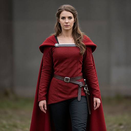 Medieval Woman in Red Cape