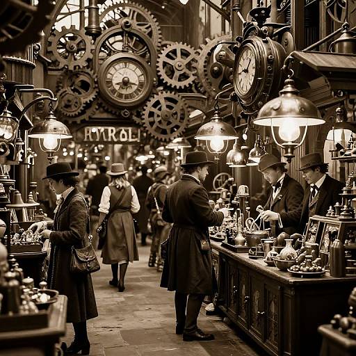 Steampunk Victorian Marketplace Scene