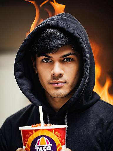 Realistic Portrait of a Boy in Hood