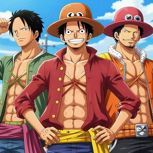 Vibrant Anime One Piece Trio