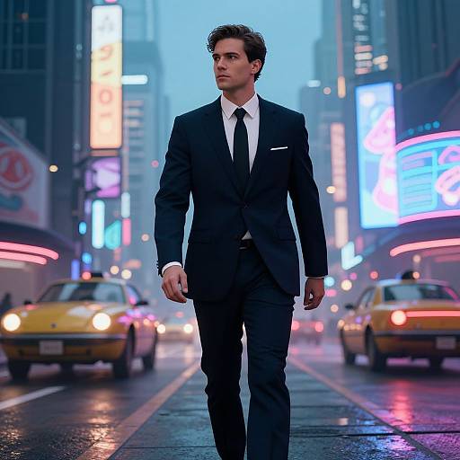 Cyberpunk Man in Futuristic City