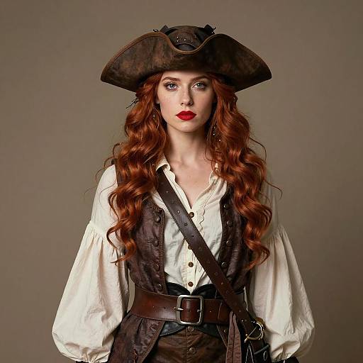 Elegant Female Sorcerer in Pirate Costume