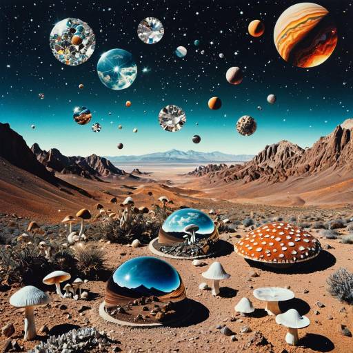 Surreal Psychedelic Collage of Nature and Space Surreal Psychedelic Collage of Nature and Space