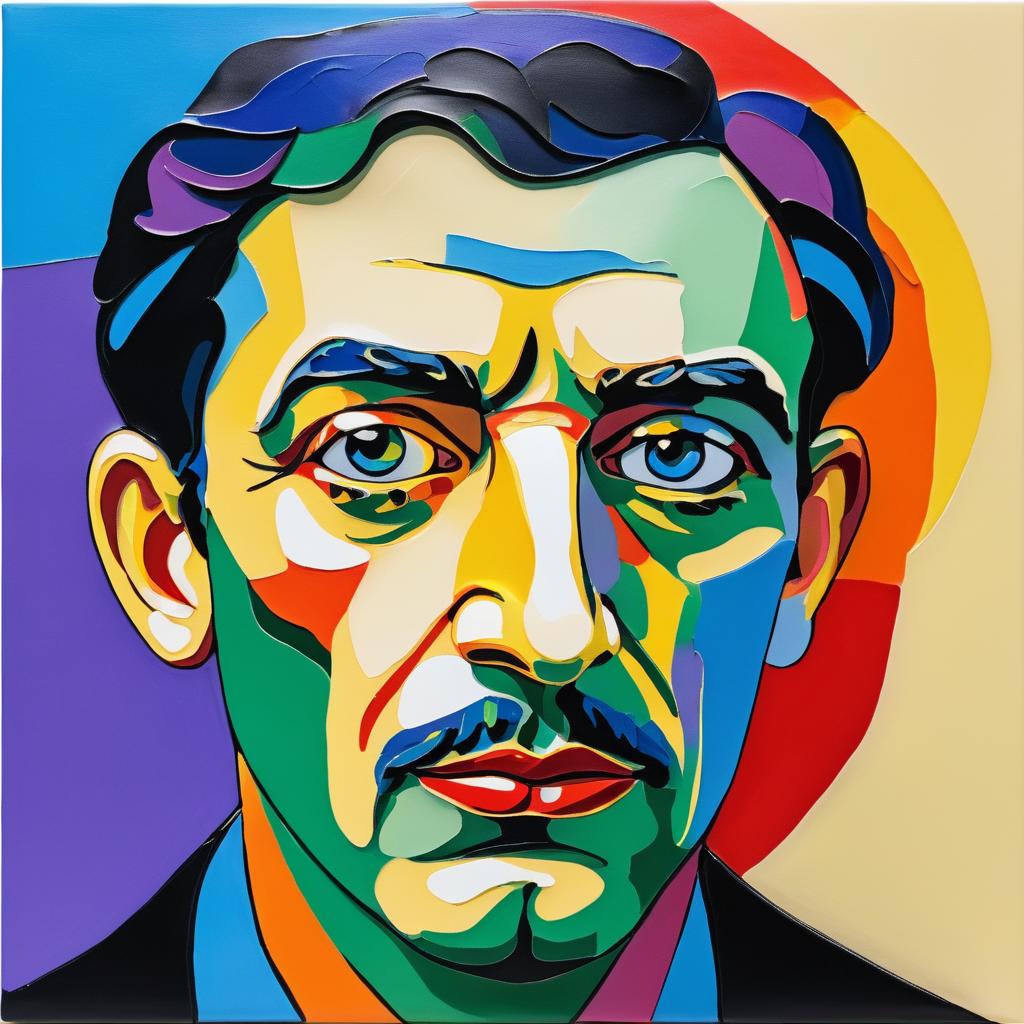 Vibrant Picasso-Style Portrait in Gouache