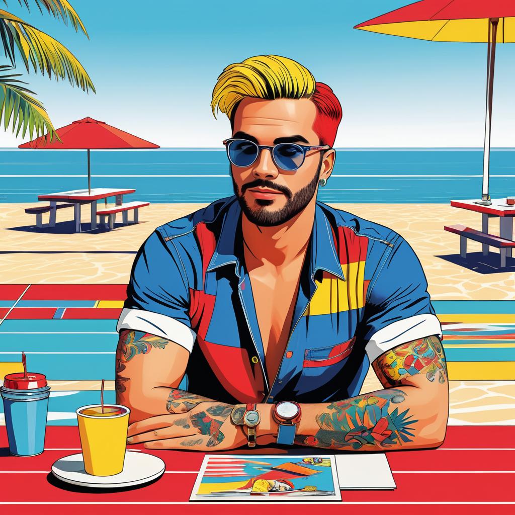 Vibrant Pop Art Chef by the Sea