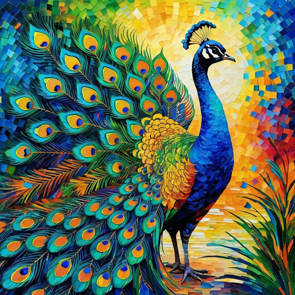 Vibrant Peacock in Tropical Paradise