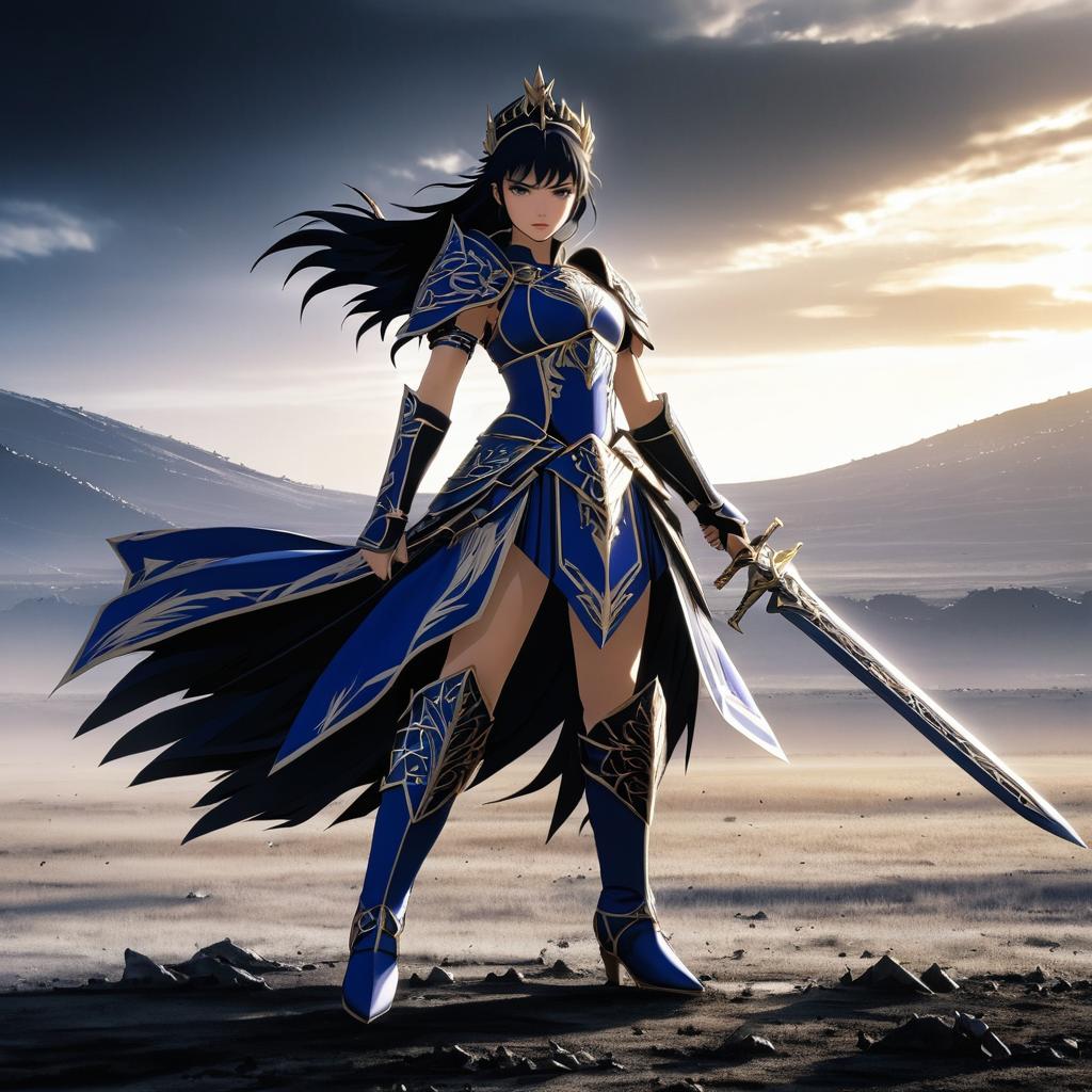 Fierce Warrior Princess in Anime Style