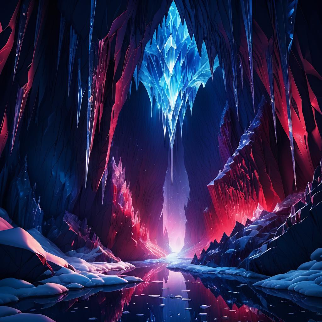 Cinematic Ice Cavern with Diamond Icicles