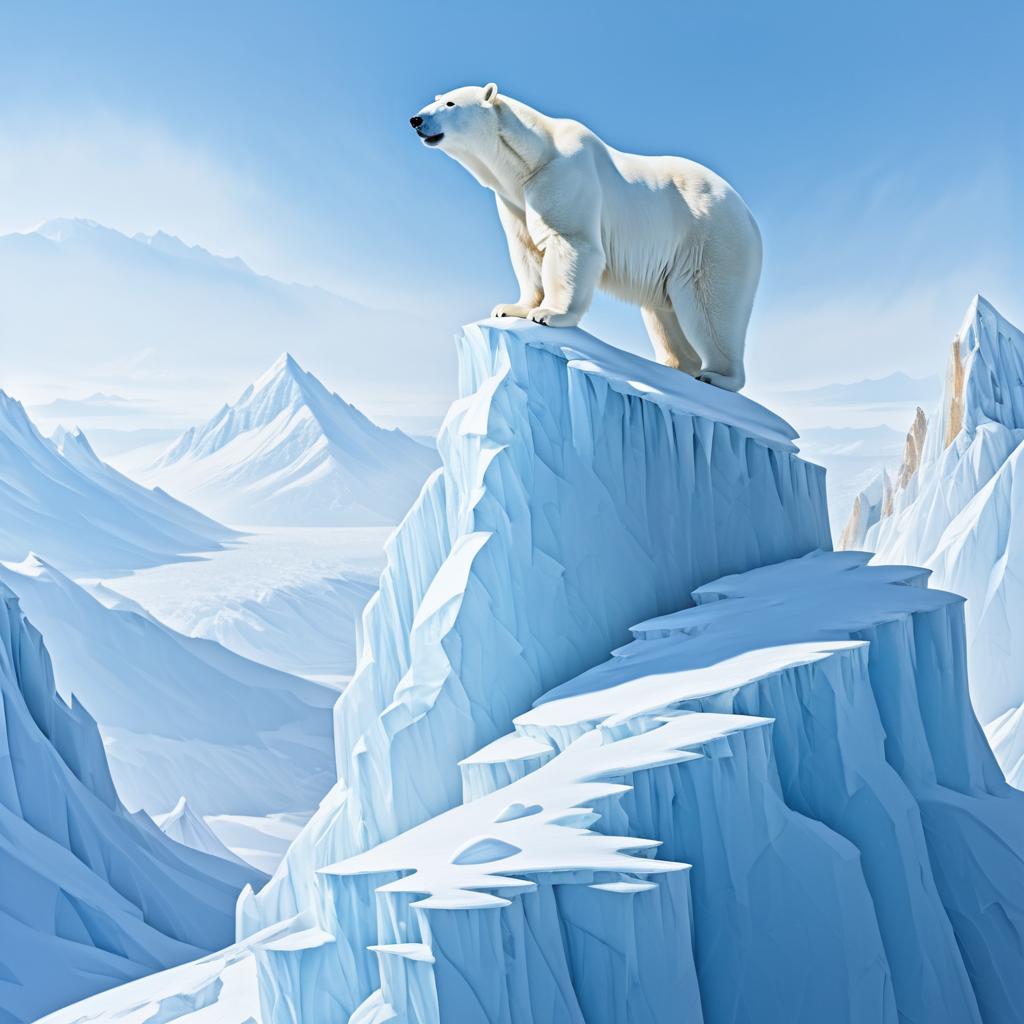 Regal Polar Bear Overlooking Icy Kingdom