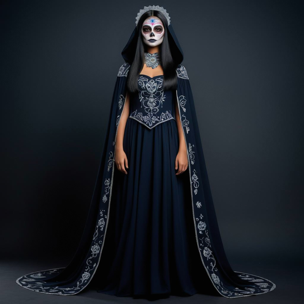 Mysterious Teen Girl in Catrina Costume