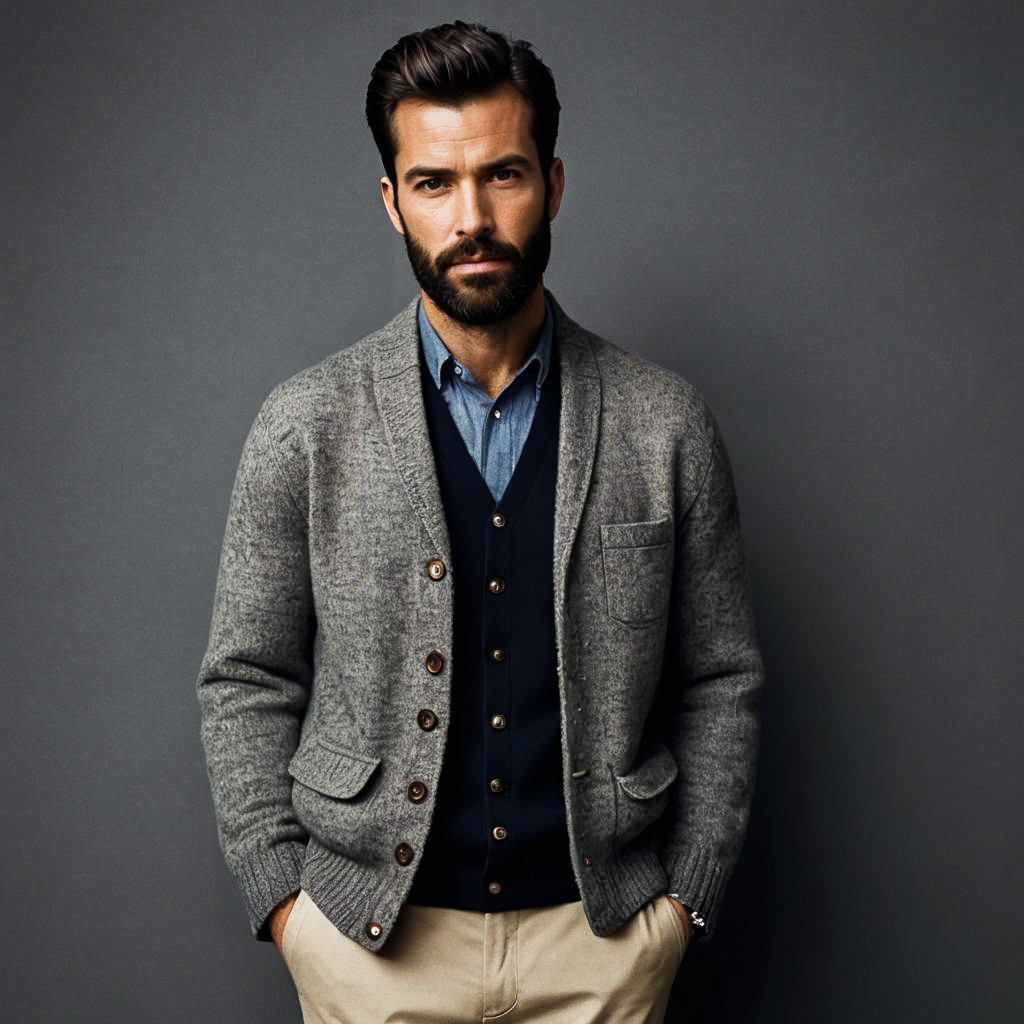 Chic Bearded Man in Vogue Style