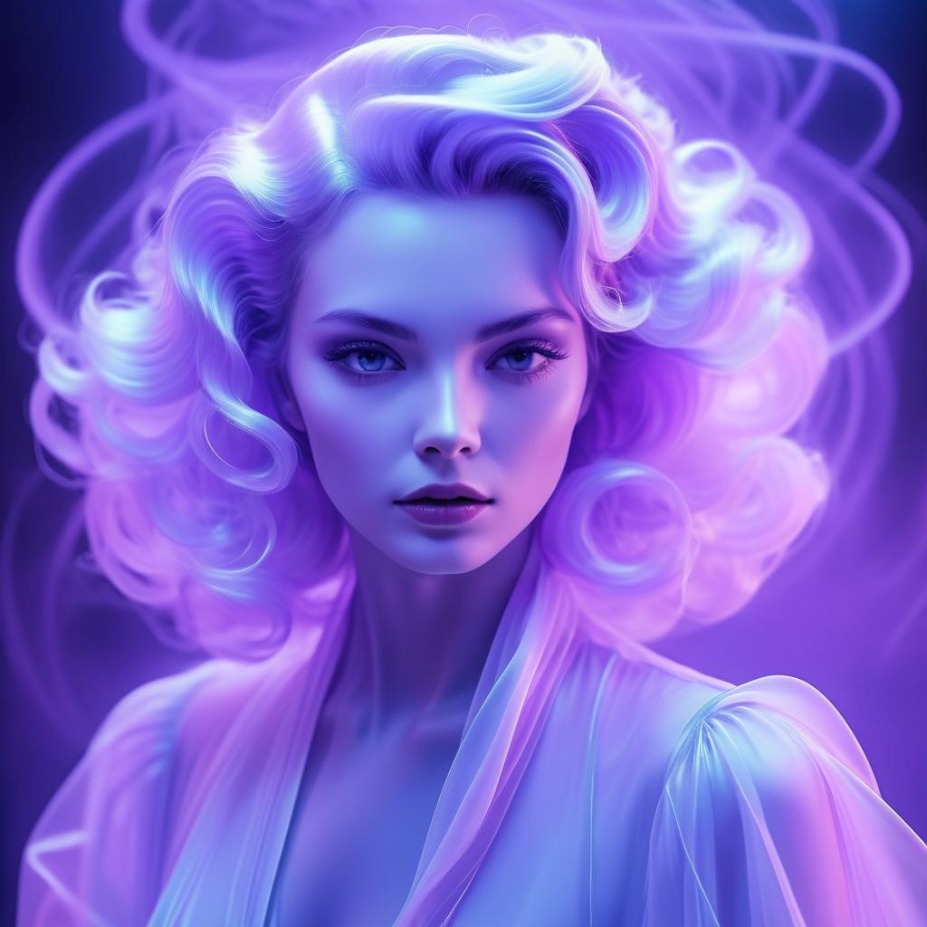 Ethereal Ghost in Retro-Futuristic Noir