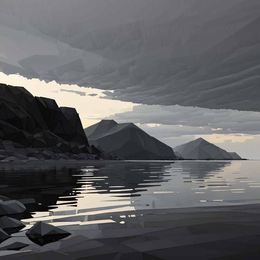 Serene Minimalist Lakeshore at Dusk