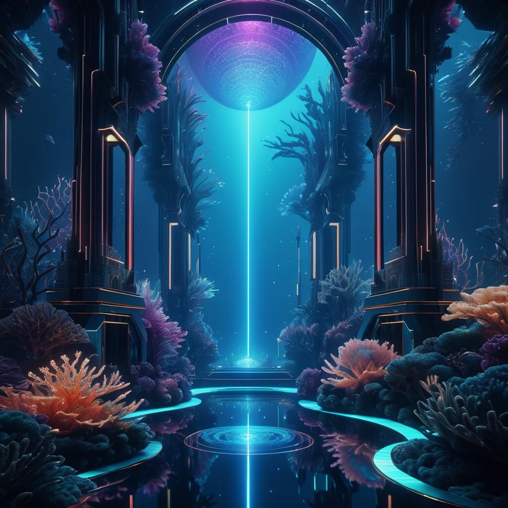 Futuristic Alien Landscape with AI Luminary