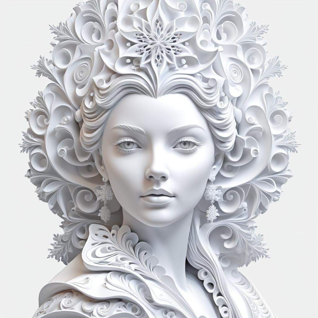 Whimsical 3D Sculpture with Snowflakes