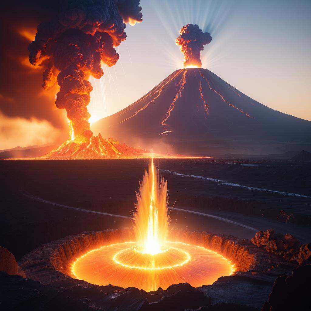 Dramatic Volcano Eruption Cinematic Scene