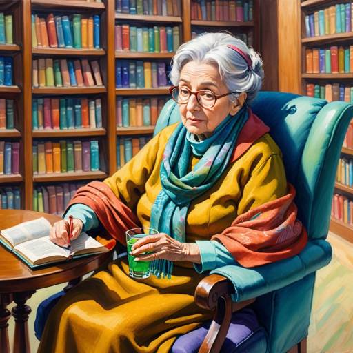 Solitary Woman in Cozy Library Atmosphere Solitary Woman in Cozy Library Atmosphere