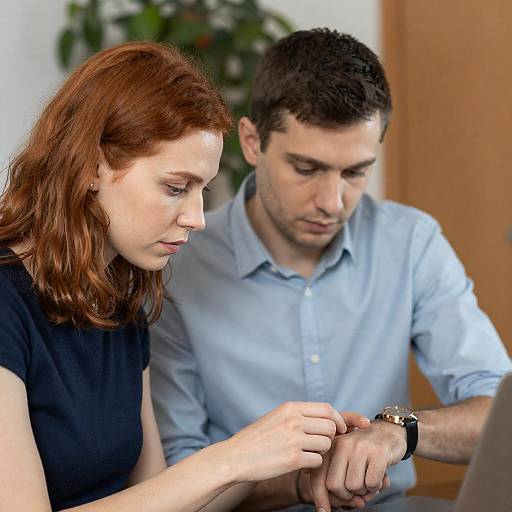 Focused Couple Checking Watch