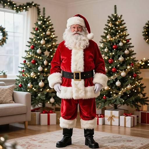 Bearded Santa in Festive Living Room