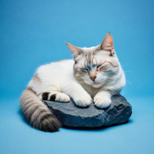 Sleeping Cat on Blue Gradient Background