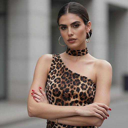 Elegant Woman in Leopard Print Attire