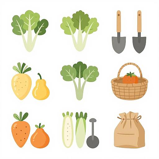 Minimalist Organic Farming Clip Art