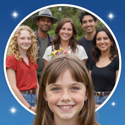 Diverse Group Portraits with a Close-Up
