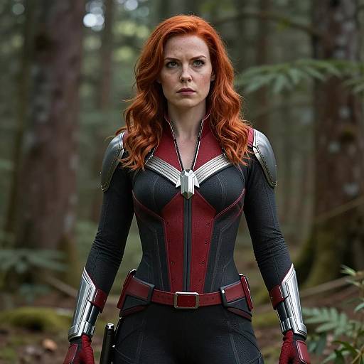 Photorealistic Black Widow in Forest