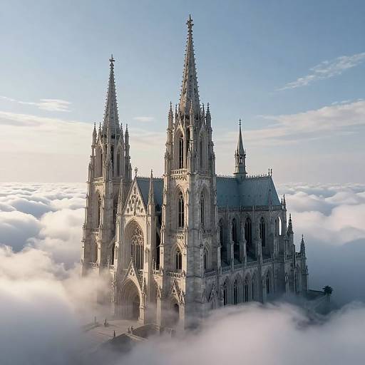 Ethereal Gothic Cathedral in Clouds