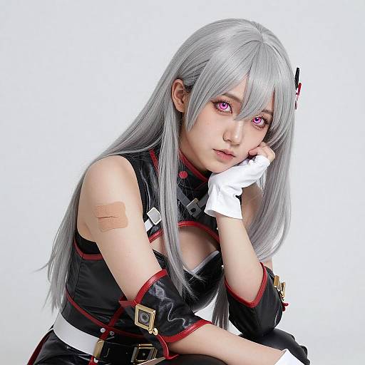 Portrait of Asian Woman with Silver Hair