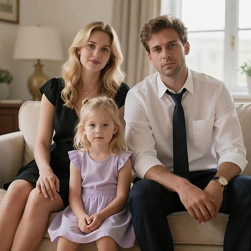 Warm Family Portrait in Living Room