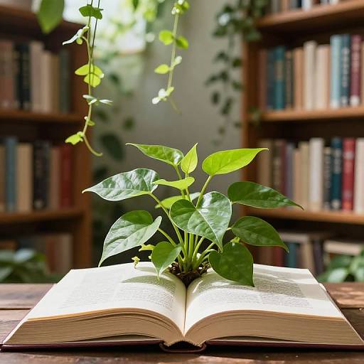 Lush Plant Growing from Open Book