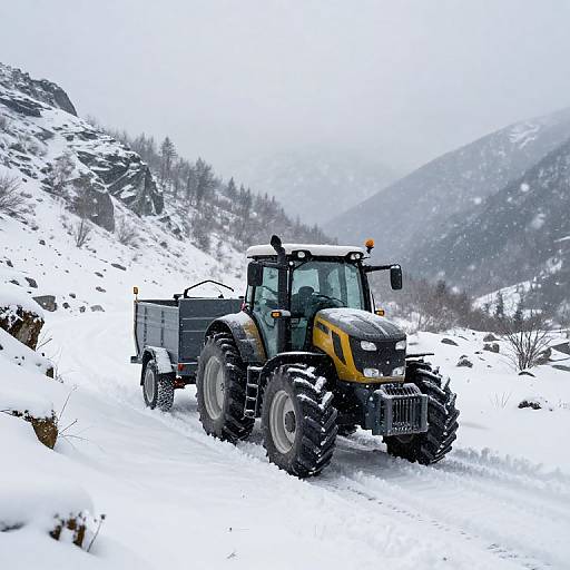 Tractor with Off-Road Trailer in Snow