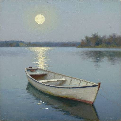 Constructivism Boat on Moonlit Lake