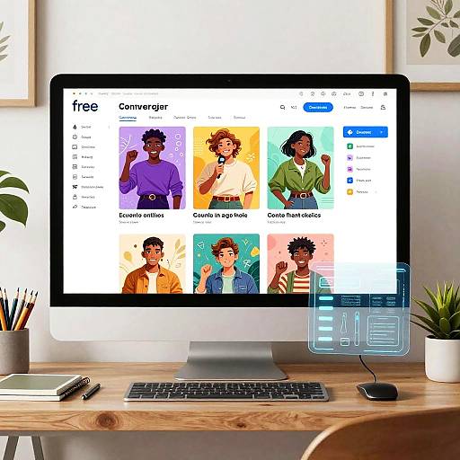Digital Art Platform with Interactive UI and Character Concepts